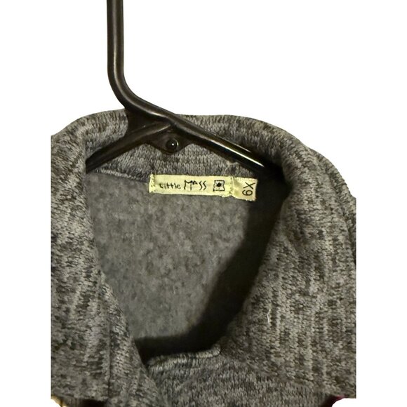 Little Mass Girls Heather Gray Button-Up Jacket W/ Floral Embellishments Size 6X - Picture 5 of 6